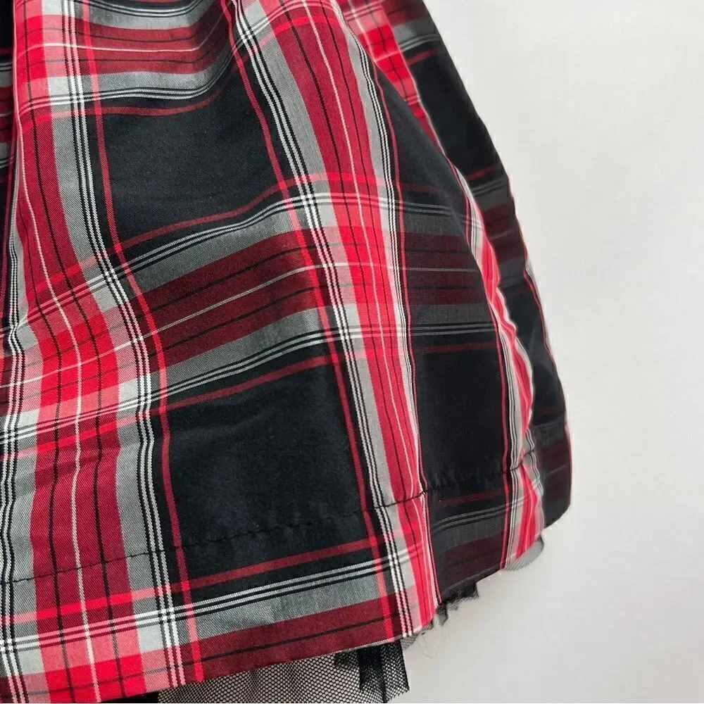 Carter’s black and red tartan taffeta holiday dress with red bow